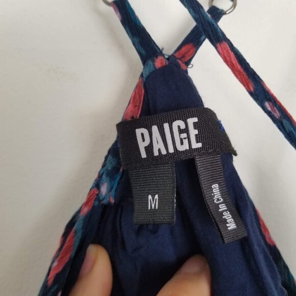 Paige Darya Floral Print Halter Silk Ruffle Layered Mini Dress Size Medium - Picture 14 of 17